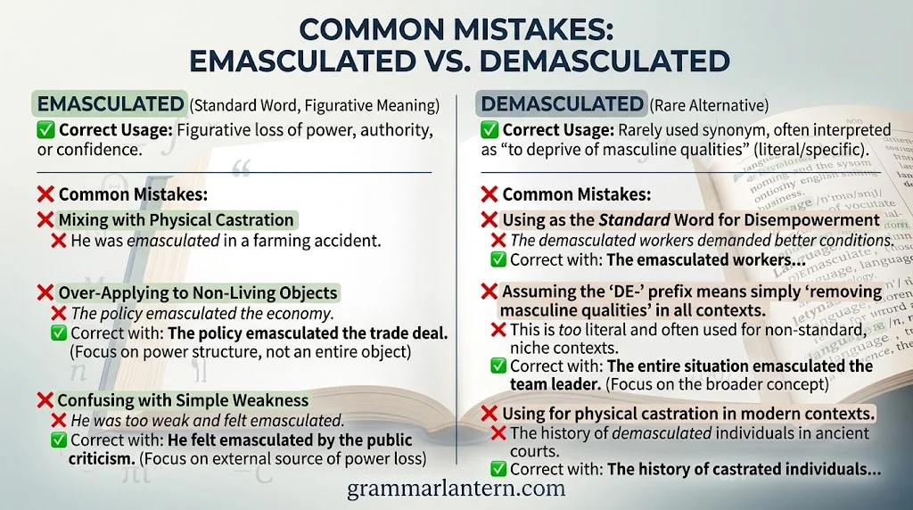 Common Mistakes of "Emasculated" and "Demasculated"