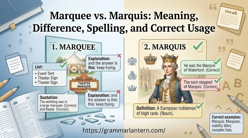 Marquee vs. Marquis: Meaning, Difference and Usage